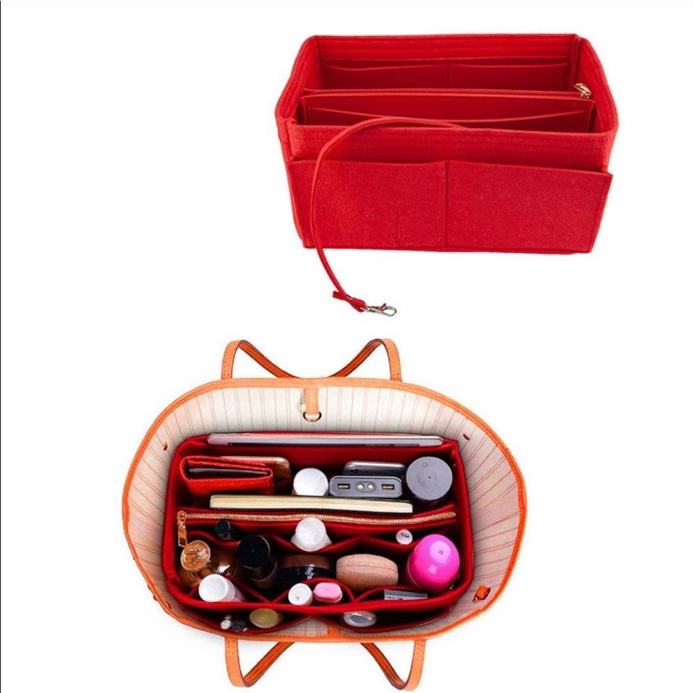 Felt Insert Bag Organizer Zipper Tote Bag In Bag